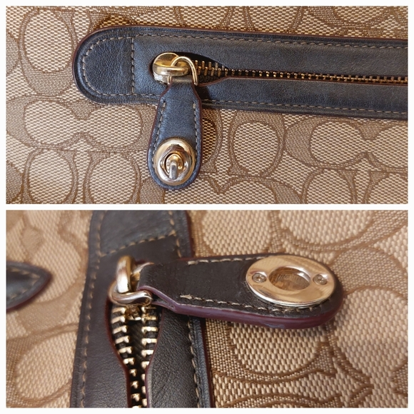 Coach Taylor Signature "C" All Tote/Satchel Bag/Purse Khakis & Brown - Picture 9 of 16